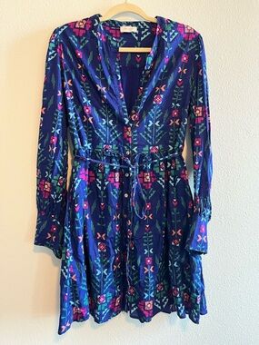 Banjanan Cotton Geometric Button Down Dress size L